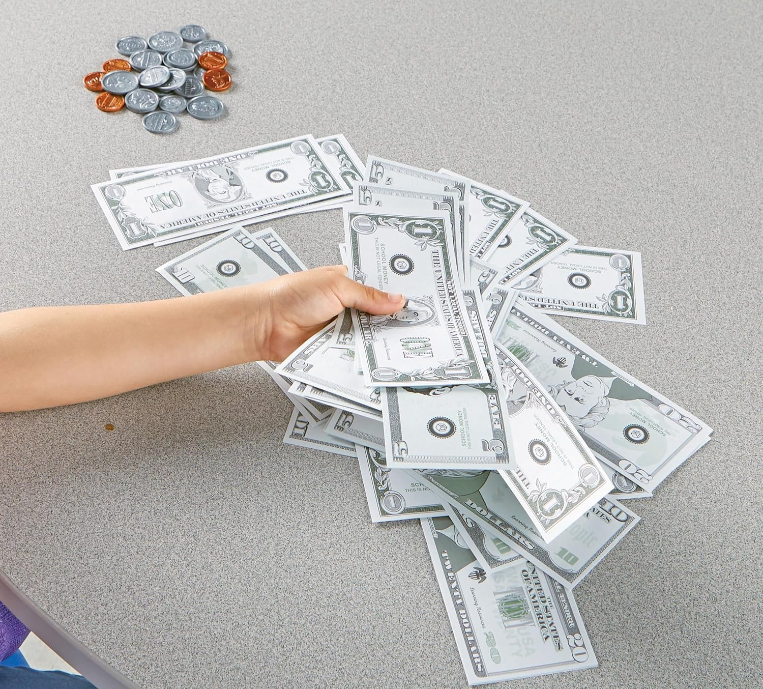 Learning Resources Pretend & Play - Play Money for Kids, Counting, Develops Early Math Skills, Currency, Coins and Bills for Kids, 150 Pieces, Ages 3+ Multicolor LER2725 image number 2