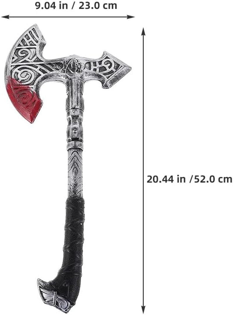 Healeved Viking Costume Axe: Plastic Party Axe Prop Accessories for Halloween Cosplay Role Play Medieval Theme Party Decorations image number 4