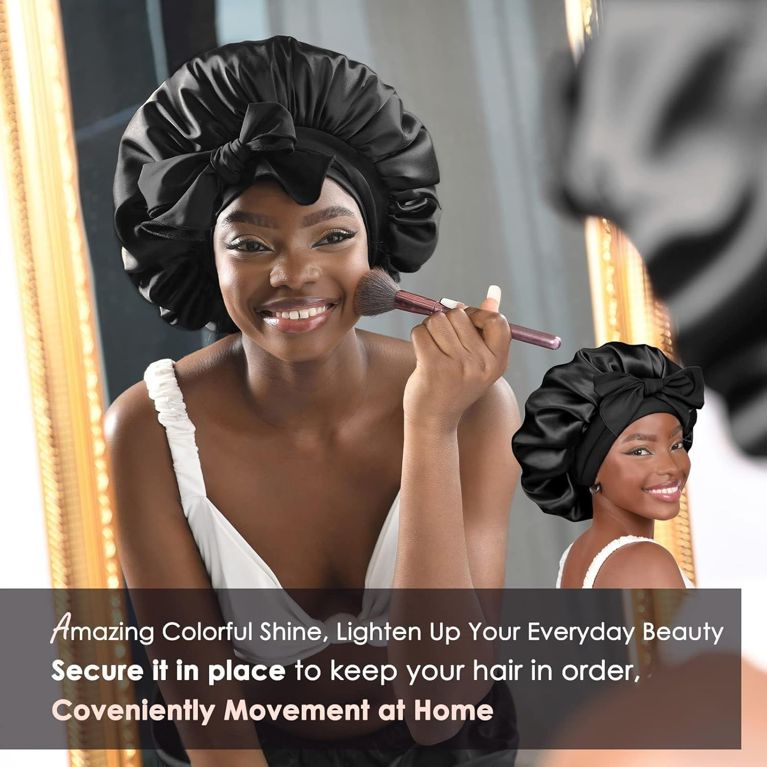 TYXHXTF Satin Curls without Heat, Heatless Curls Band Curlers Overnight with Double Layer Hood Overnight Curls DIY Hair Curler Rollers for Women and Girls, Long Hair image number 6