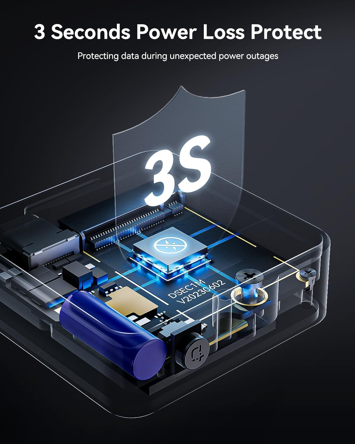 DOCKCASE Pocket M.2 Nvme SSD Enclosure,Support 3S PLP Prevents Write Data Loss,Usb 3.2 Gen 2 Type-C (10 Gbps), Fits Nvme Pcie, Exclusive to Size 2230,Support M-Key B+M Key UASP (US-S) image number 1
