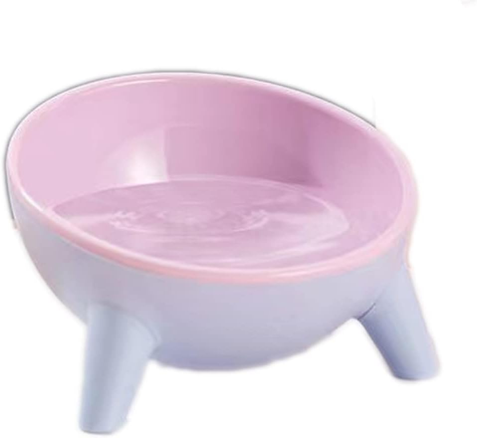 Cat Bowl Non-Slip Pet Food Bowls Tilted Tripod Support Pet Food Feeder Bowl Stress Free Backflow Prevention Pet Supplies Puppies Water Bowls Slanted Cat Dish Protect Pet'S Spine (Pink)