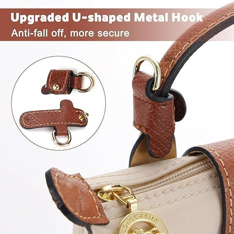 Strap for Mini Bag, Leather Crossbody Bag Strap Kit, Purse Straps Replacement Crossbody 1.2M Brown-Gold image number 3