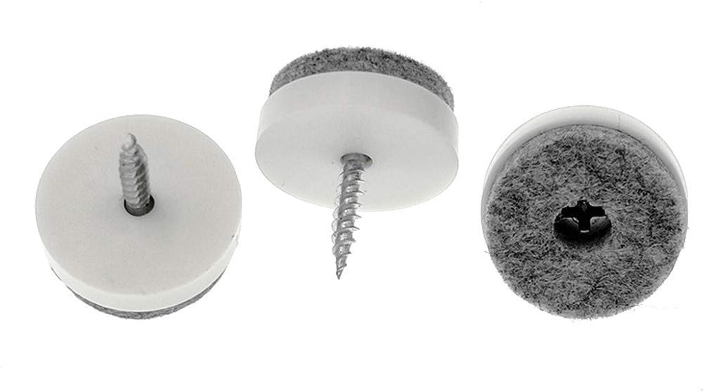 40Pcs Furniture Glide,Screw-On Felt Pad Slider Floor Protector for Wooden Leg Feet of Chair Tabel Sofa(&Phi;28Mm or 1.1",White)