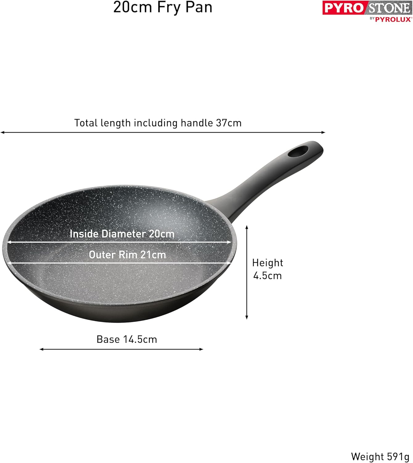 Pyrolux Pyrostone 3-Piece Non-Stick Fry Pan/Skillet Set, 20 Cm / 26 Cm / 30 Cm with Felt Protectors, Black image number 5