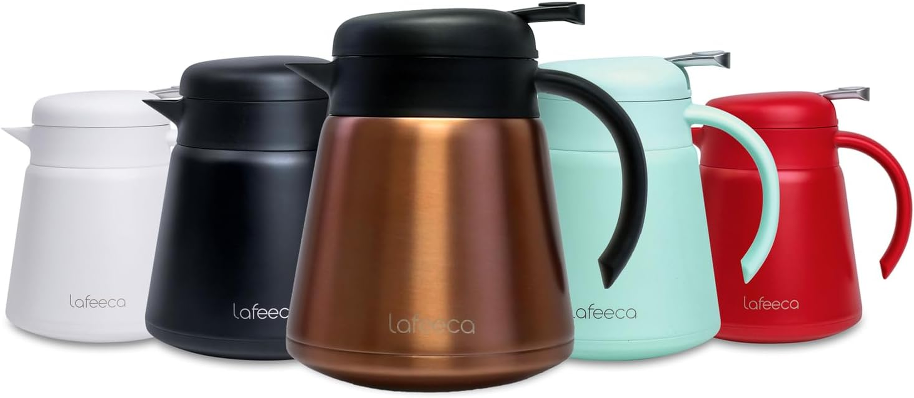 Lafeeca Thermal Coffee Carafe Tea Pot Stainless Steel, Double Wall Vacuum Insulated | Cool Touch Handle | Hot & Cold Retention | Non-Slip Silicone Base | BPA Free Copper image number 3