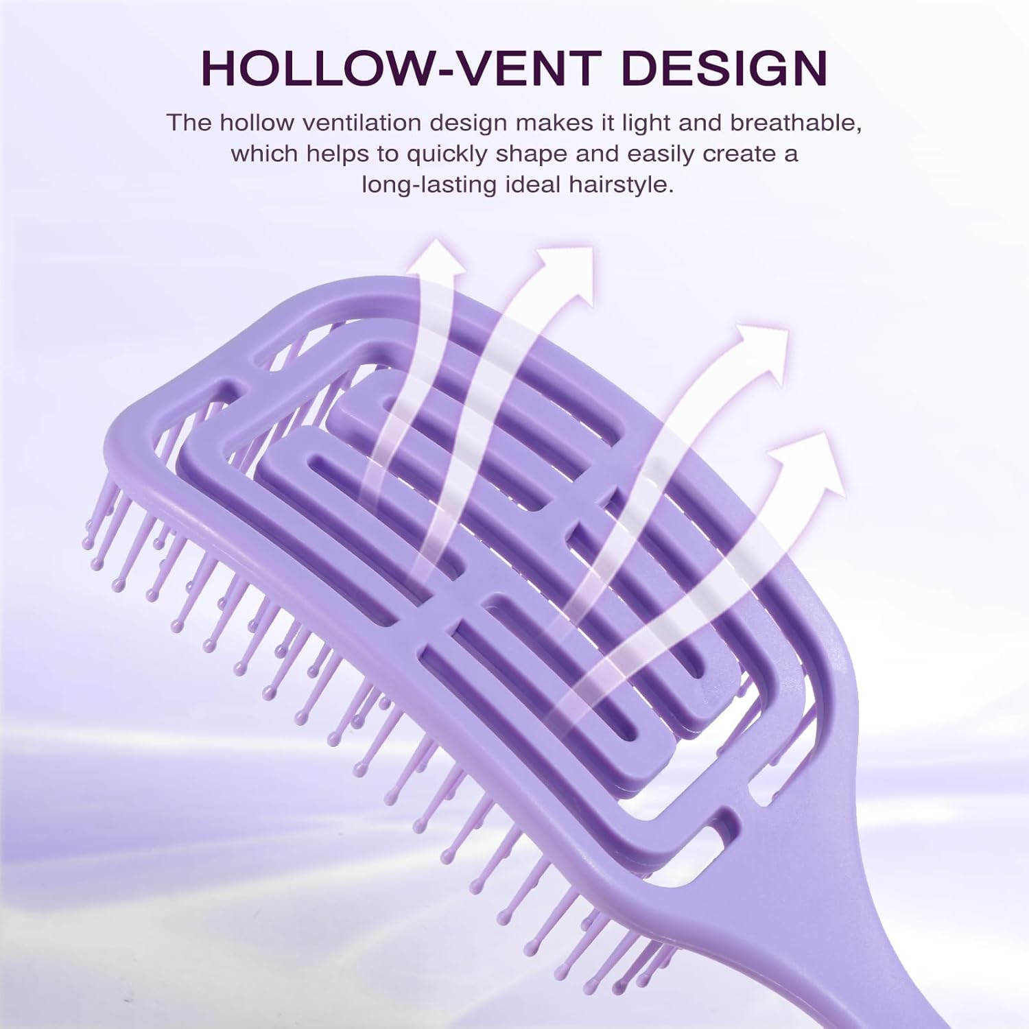 Brencco Detangle Hair Brush, Hairbrush Professional Curved Ventilation, Hair Brush for for Straight, Curly & Wet Hair, Comb for Women/Men/Children image number 5