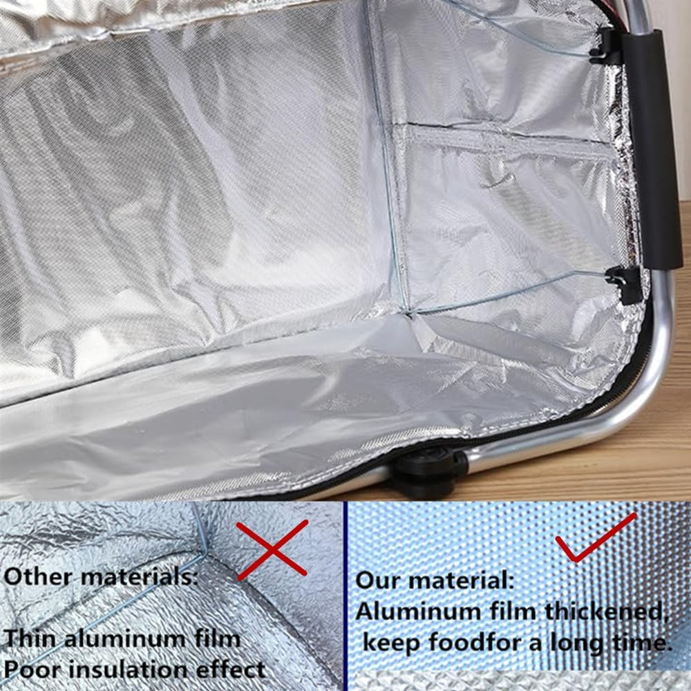 Insulated Cooler Bag-Folding Picnic Basket with Handle，Waterproof Lining - Collapsible Designfor Camping, Trips, Shopping, Outdoor Activities (Yellow) image number 3