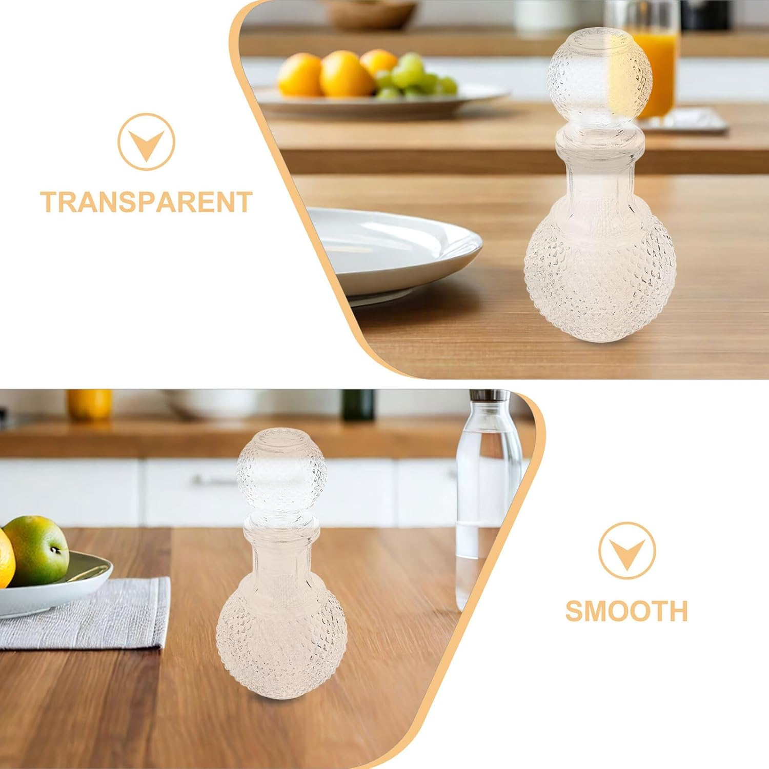 SEWACC 2Pcs 250Ml Thickened Glass Wine Bottles Creative Liquor Decanter Set for Cocktail Packaging and Whiskey Dispenser Suitable for Home and Bar Use image number 3