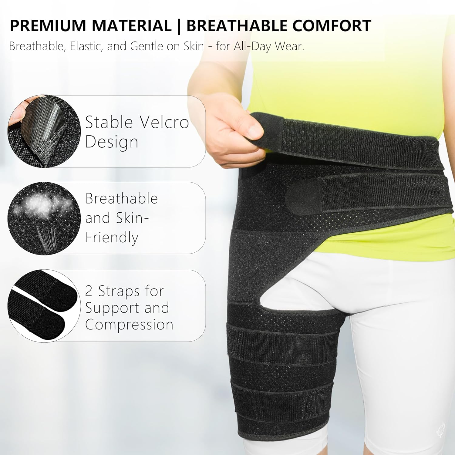 LAFUYSO Hip Brace with Double Strap Support for Sciatica, Lower Back Pain, Thigh & SI Joint Compression - Adjustable Wrap for Men & Women image number 4