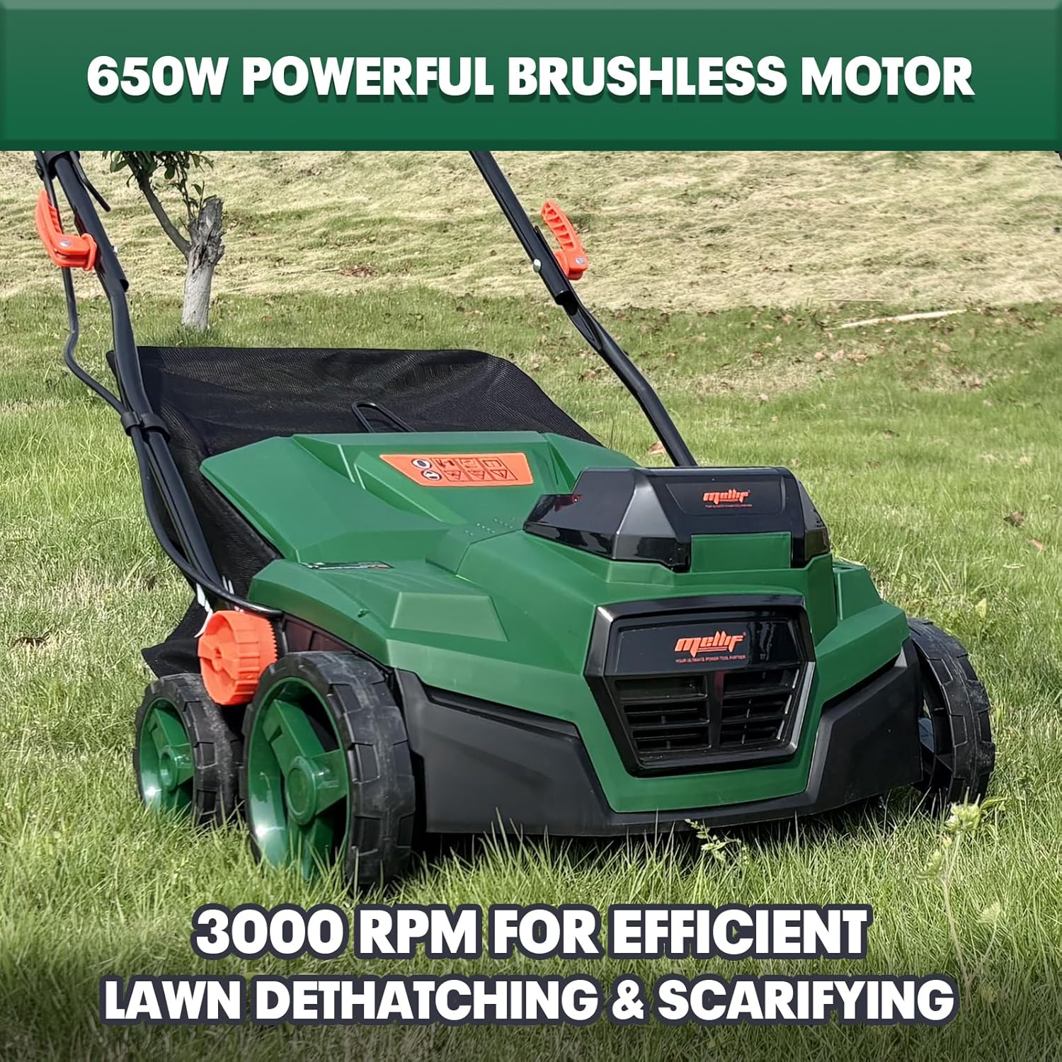 Cordless 15IN 2-In-1 Dethatcher & Scarifier Compatible with Makita 18V Battery (Tool Only), 12 Gal Collection Bag, Air Boost Technology, Quick Fold & 3 Adjustable Position, Walk-Behind for Lawn Care image number 1