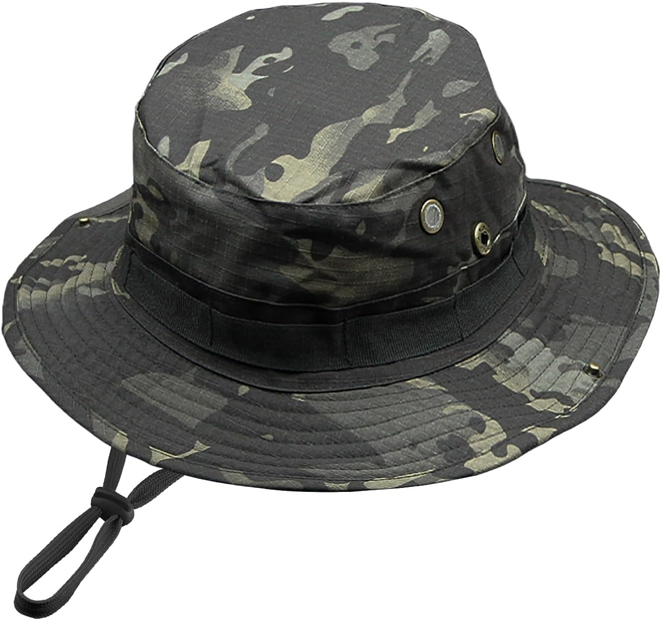 Camo Boonie Hat for Men Women, Military Tactical Wide Brim Bucket Hats, UPF50+ Jungle Sun Cap for Fishing Hunting Safari