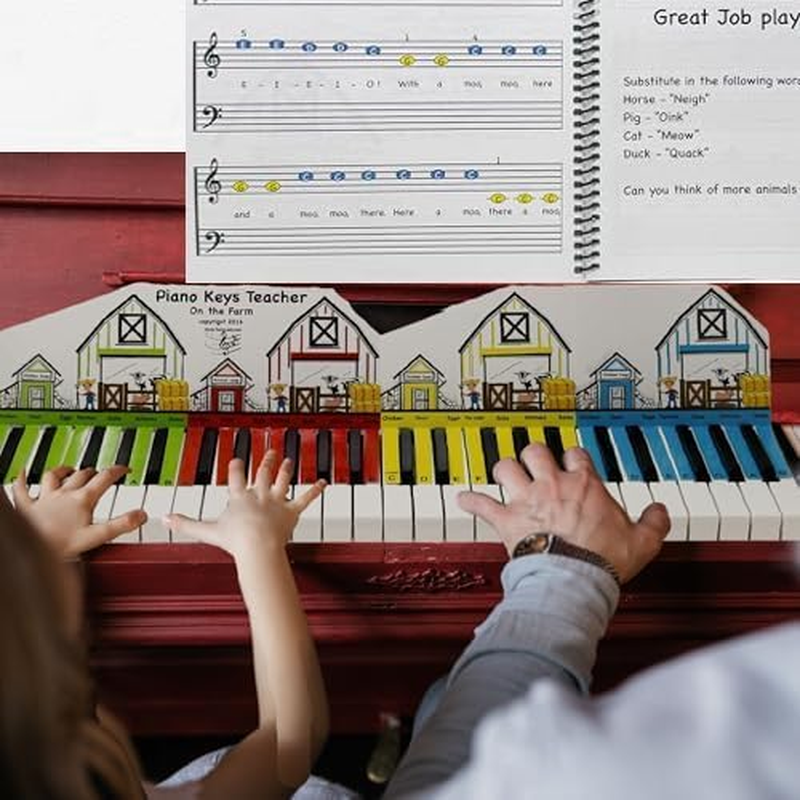 Music Tools Lady - Piano Keys Teacher & Magnetic Practice Board, Piano Teaching Tools, Instruments for Kids, Keyboard, Dry Erase Board, Piano Teaching Aids, Label Stickers, Flashcards