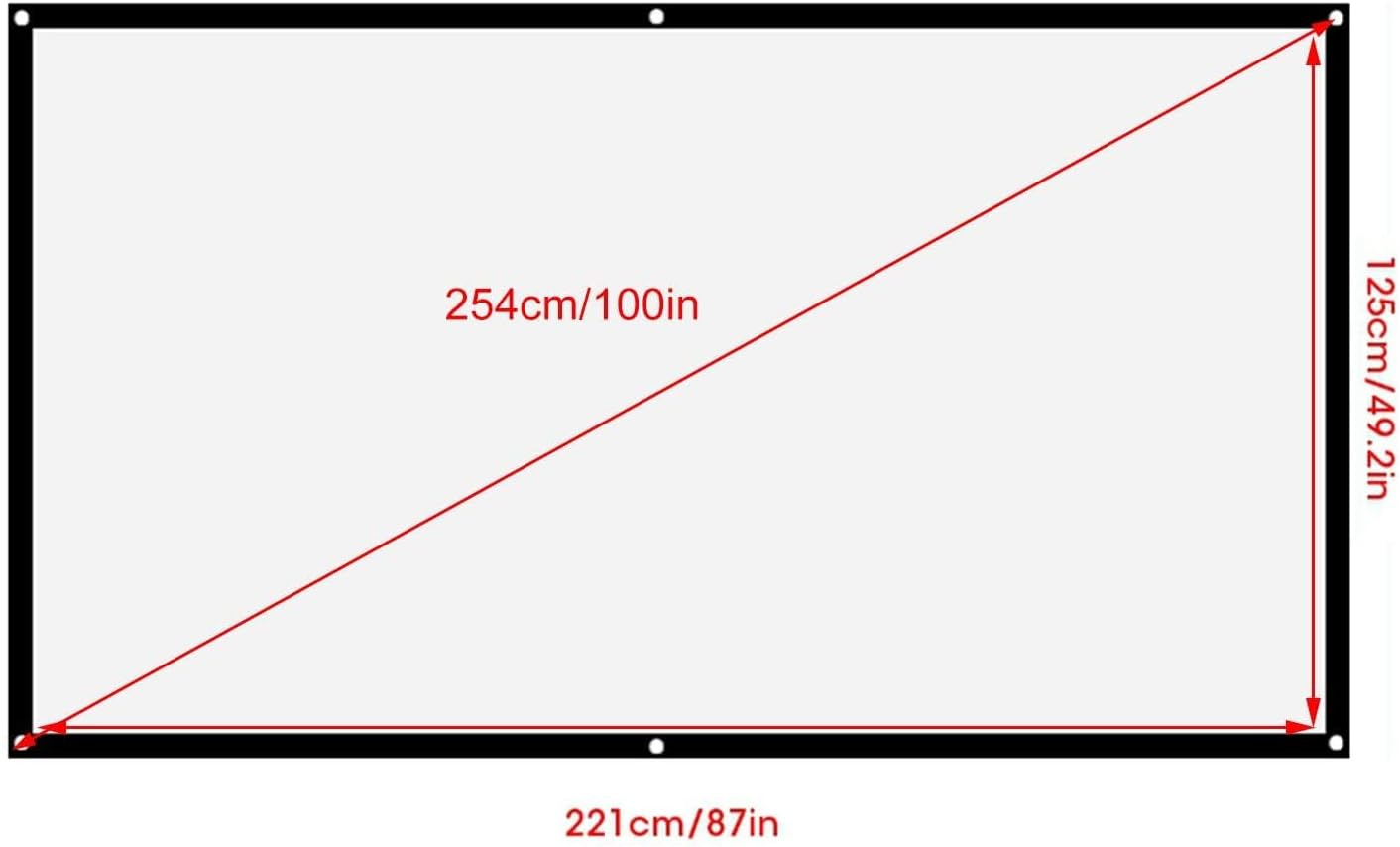 Projector Screen, 16:9 Foldable Anti-Crease Portable Projector Movies Screens Non Crease White Projector Screen(100In) image number 4