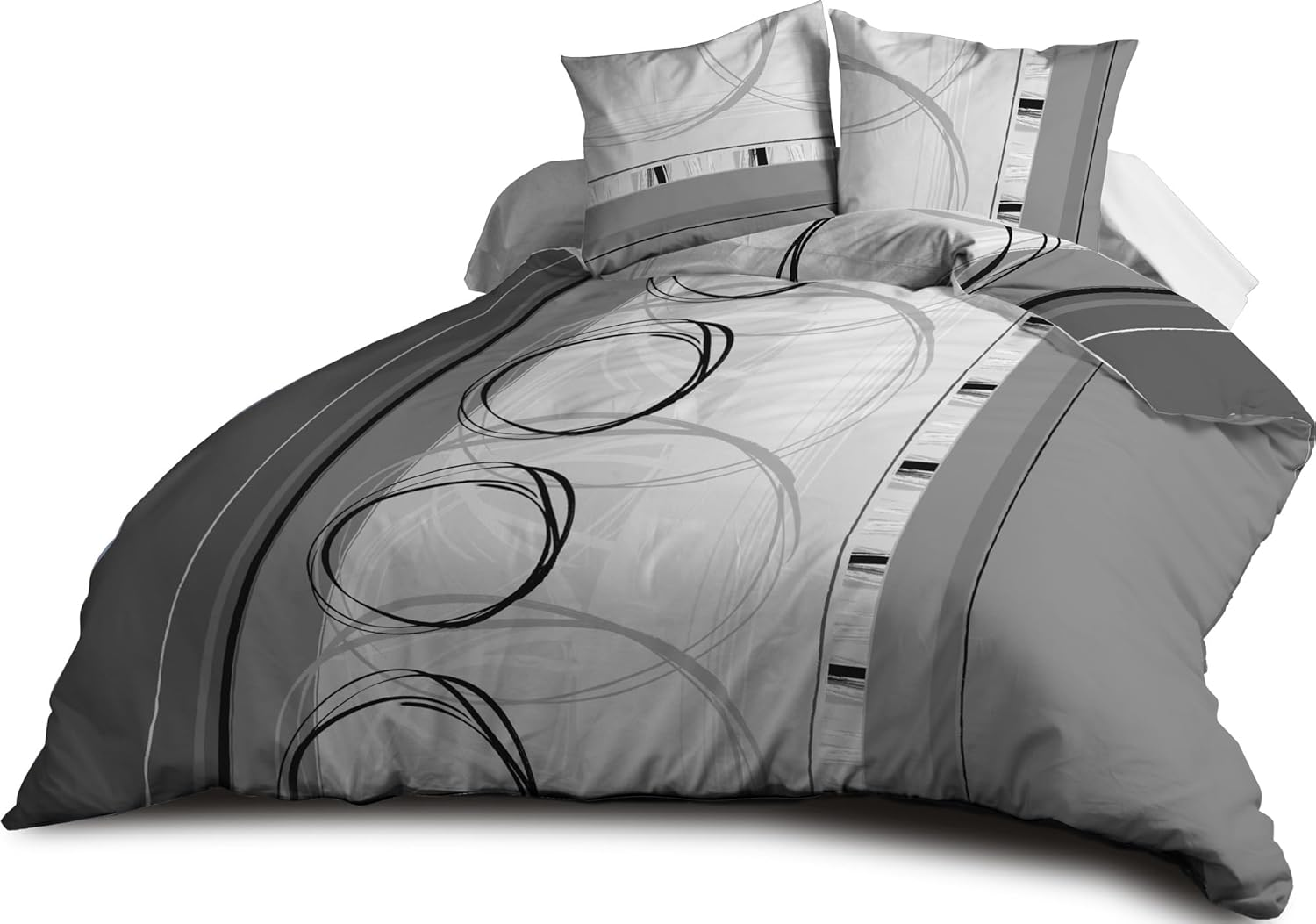 Le Linge De Jules Duvet Cover 220 X 240 Cm + 2 Pillowcases Microfibre Soft and Durable Easy Care Freewheel Grey image number 4