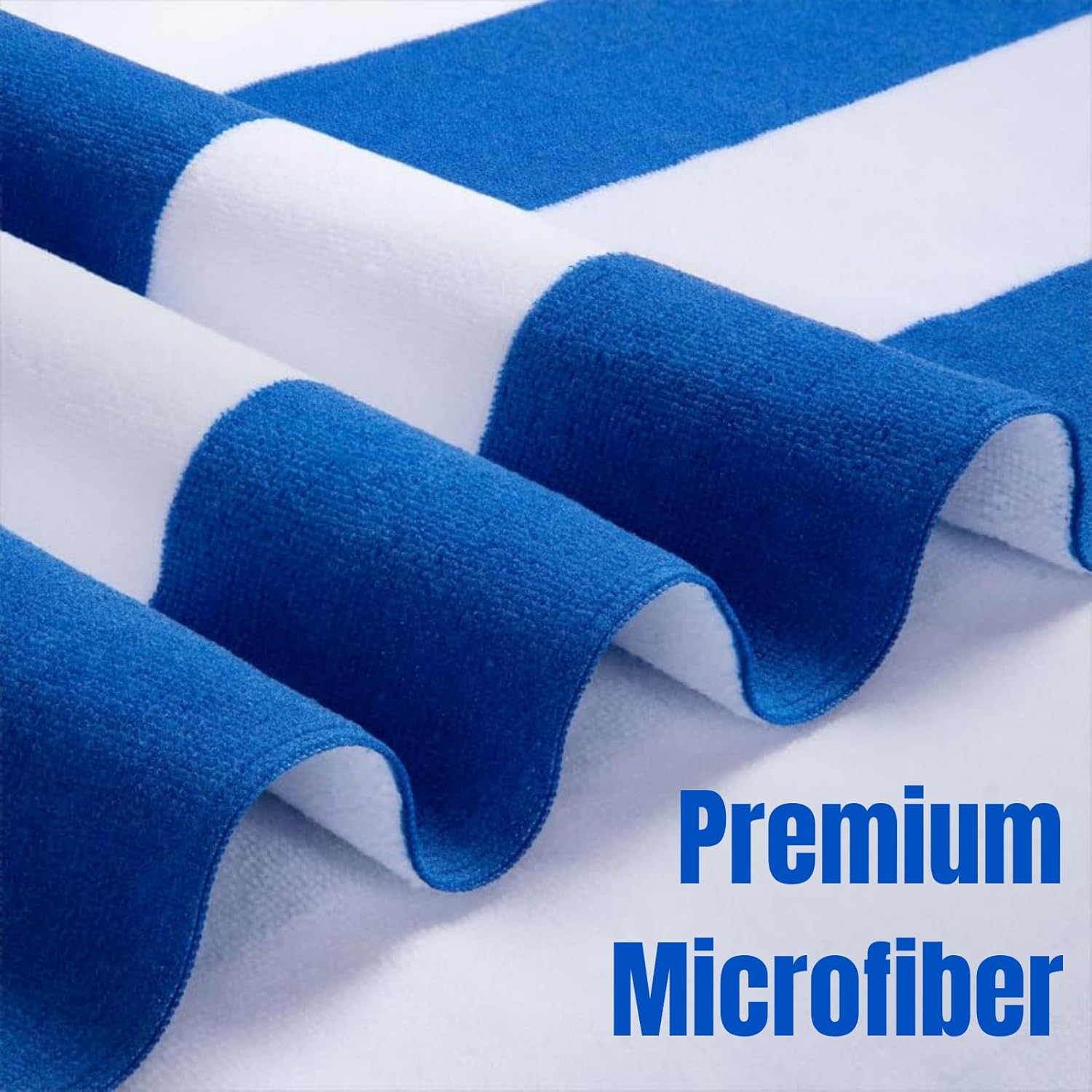 Microfibre Oversized Beach Towel - JOMWEN 180 &times; 90 Cm Quick Dry Striped Pool Towel, Beach Accessories, Extra Large Soft Lightweight Compact Beach Towels with Net Bag for Men Women (Blue, 1 Pack) image number 4