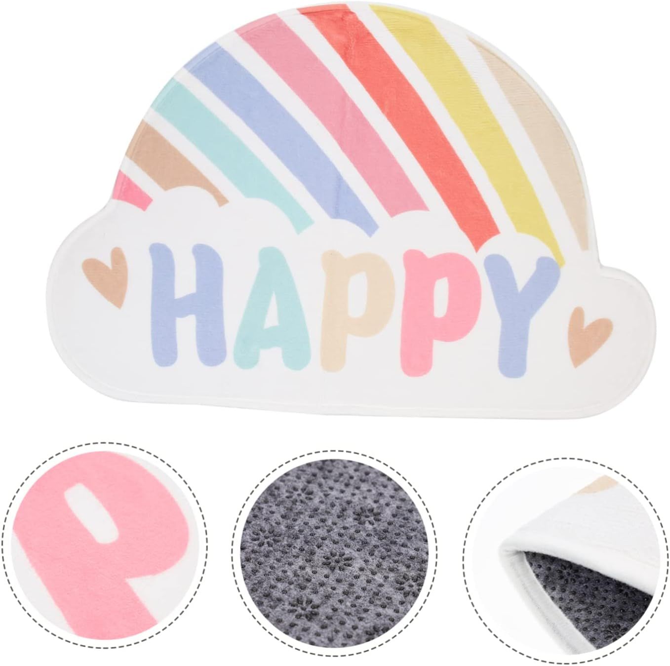 JOINPAYA Anti-Skid Rainbow Door Mat - Cute Absorbent Rainbow Bathroom Rug 60X40Cm for Kids Room and Home Use image number 1