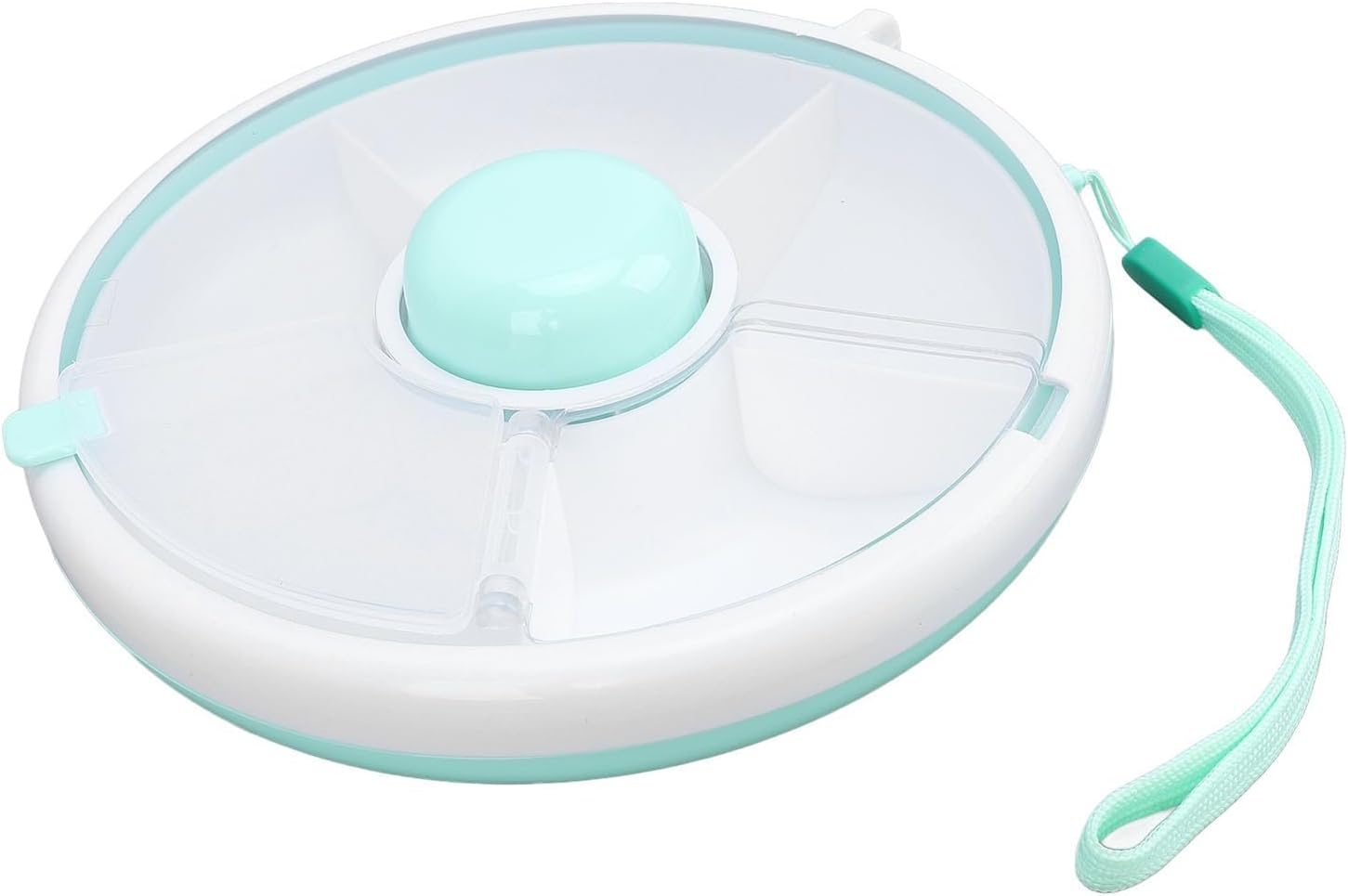 Kids Spinner Snack Container Bundle with Hand Strap, 5 Compartment Dispenser and Lid, 360&deg; Rotating Reusable Snack Container Snack Box for Home, Travel, Dishwasher Safe, image number 5