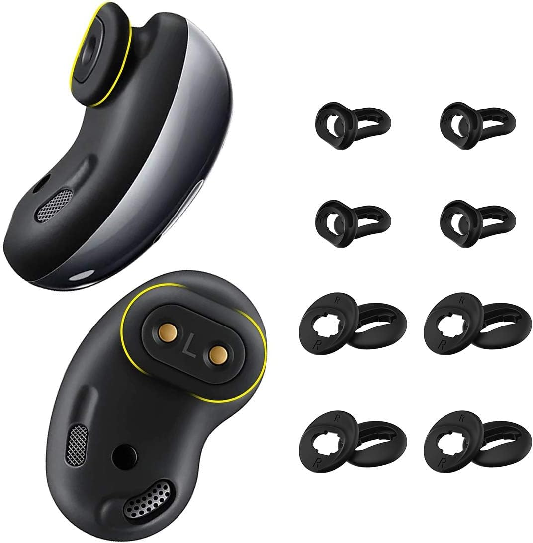 [8 Pairs] for Galaxy Buds Live Ear Tips Anti-Slip/Dust Silicone Ear Tips Ear Cushion Ear Gel Accessories Compatible with Samsung Galaxy Buds Live - S/L (Black)