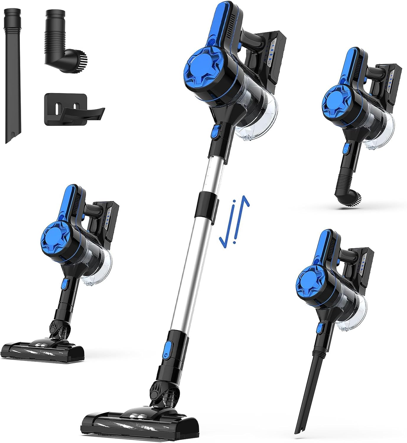 ADVWIN 3-In-1 Cordless Vacuum Cleaner, Extendable Upright Vacuums, 150W Powerful Lithium Battery Lightweight Stick Handy Vacuum Cleaner with LED & Wall Bracket, for Home | Hard Floor | Quiet image number 6