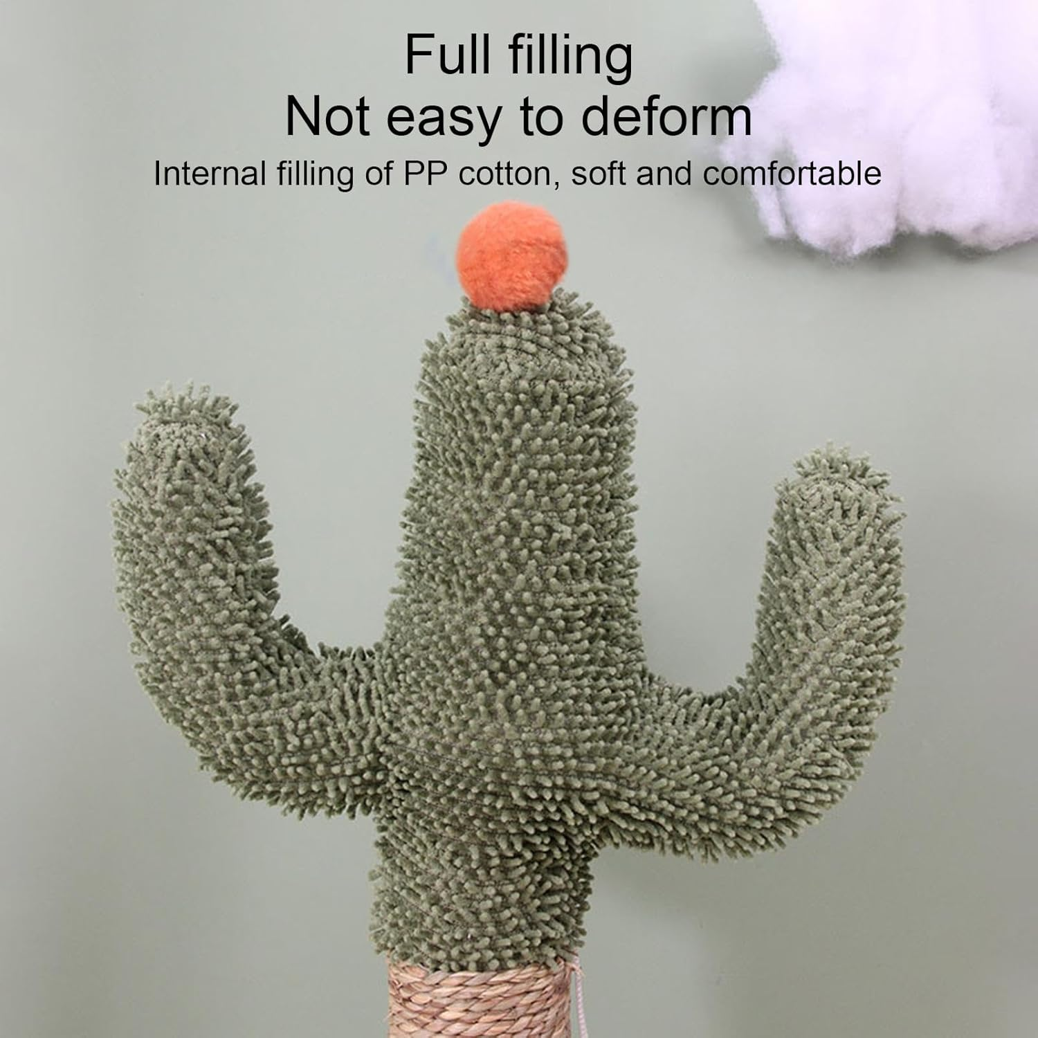 Cute Cat Scratcher,Green Cactus Scratching Post | Natural Kitten Scratch Poles in Soft Fabric, Scratch Poles with Interactive Ball for All Indoor Breeds