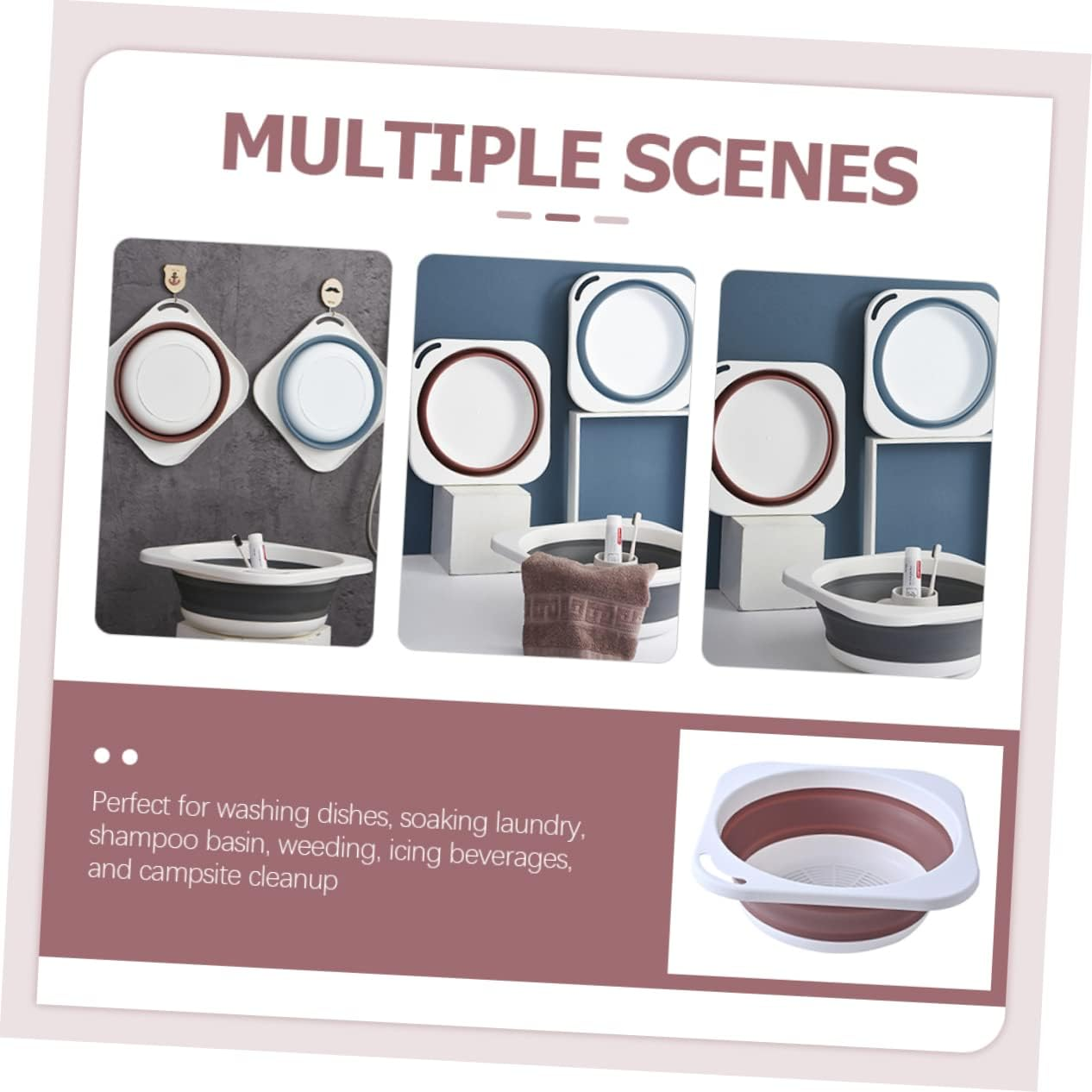 BATHVEVE Portable Folding Wash Basin Kitchen Bathroom Basin for Laundry Camping image number 2