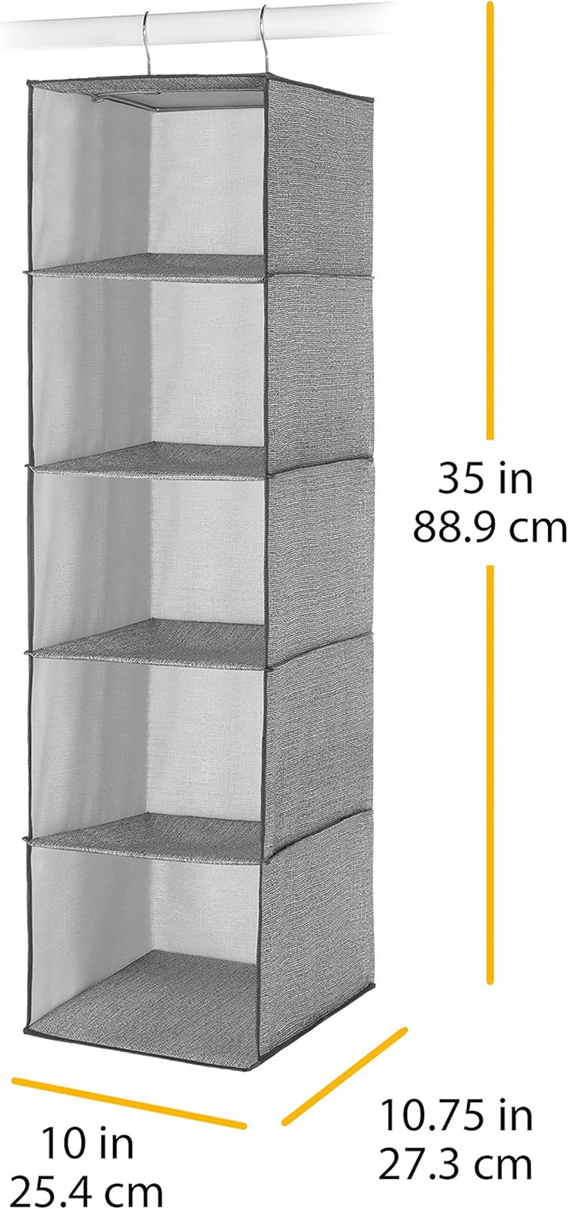 Whitmor Hanging Accessory Shelves, 5 Open Sweater Shelves, Crosshatch Gray image number 1