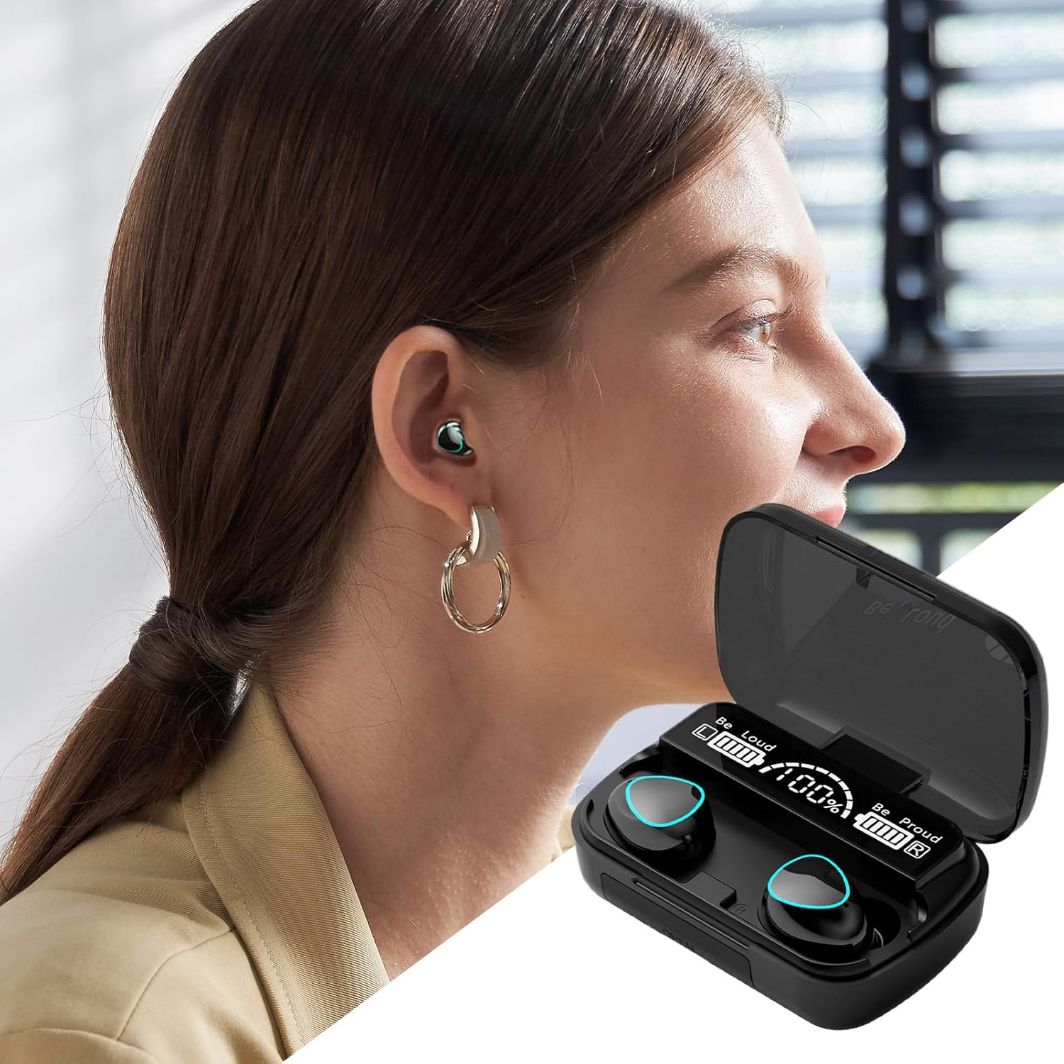 Earbuds Wireless &ndash; Portable in Ear Audio Headset | Rechargeable Waterproof Stereo Pair with Charging Case for Gym Workout Travel Running Fitness Sports Listening image number 4