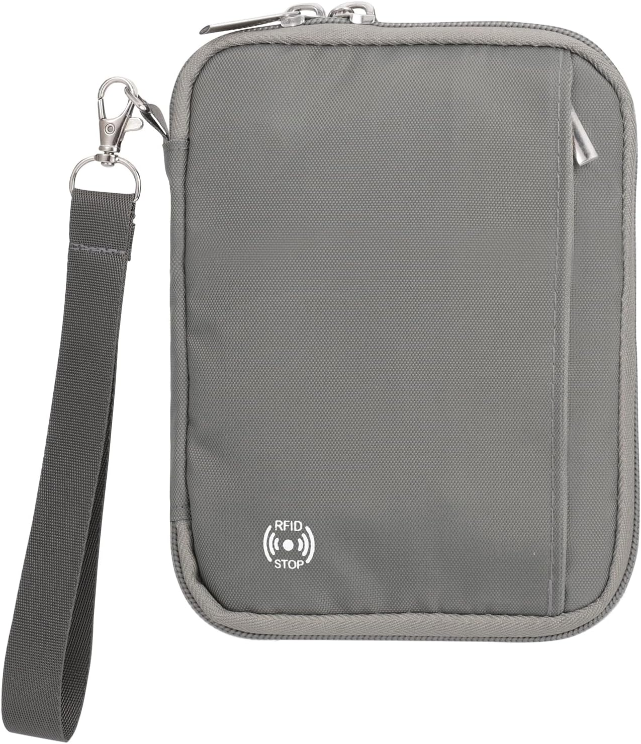 WALNEW Passport Holder for Travel - RFID Blocking Travel Wallet Essentials Organizer with Card Slots & Zipper Pocket (Gray)