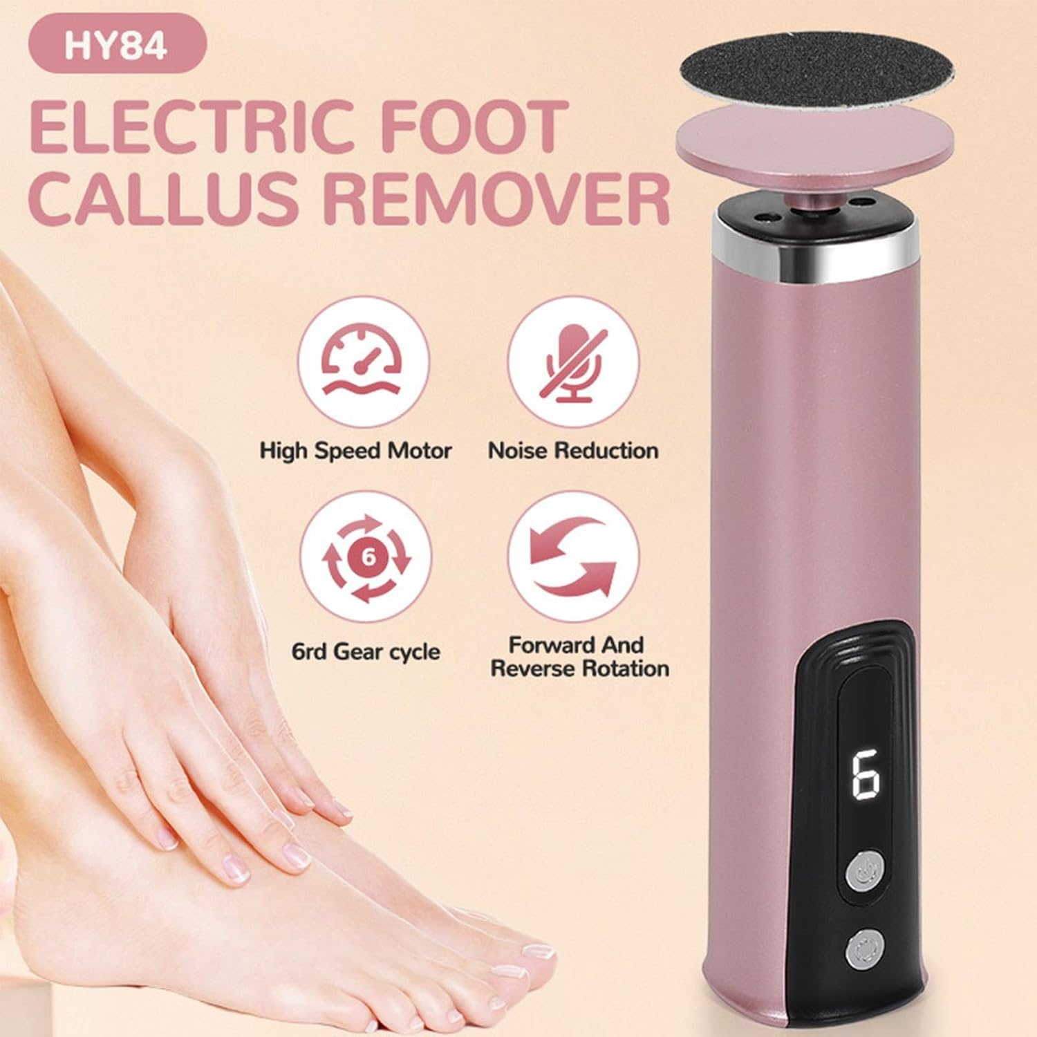 Electric Foot Callus Remover- 172G Foot Sander Pedicure Tool | Electric Callus Remover for Feet, 2 in 1 Pedicure Dead Skin Scrubber, 360 Degree Rotation Electric Foot Grinder Tool for Home and Travel image number 1