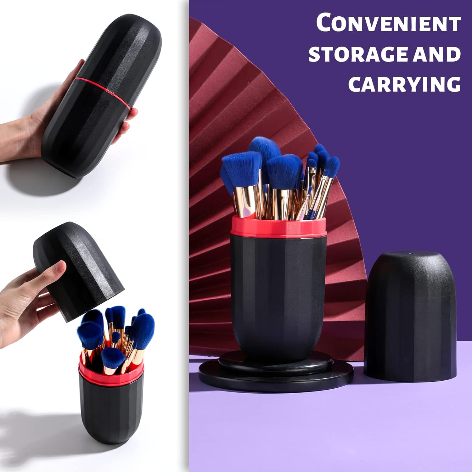 BS-MALL Makeup Brushes Premium Synthetic Foundation Powder Concealers Eye Shadows Makeup 18 Pcs Brush Set，Dark Blue with Case image number 5