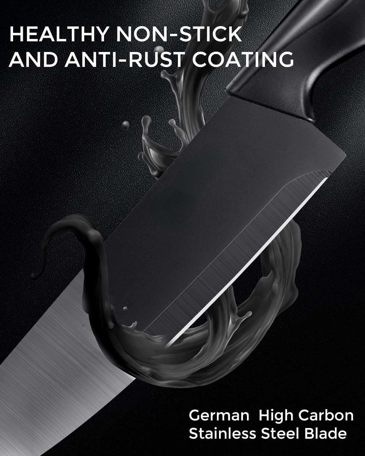 Homodoskey Knife Sets for Kitchen with Block Self Sharpening, 14 Pcs Kitchen Knife Set, Ultra Sharp Chef Knife Set for Kitchen, Dishwasher Safe, High Carbon Stainless Steel Knife Block Set image number 4