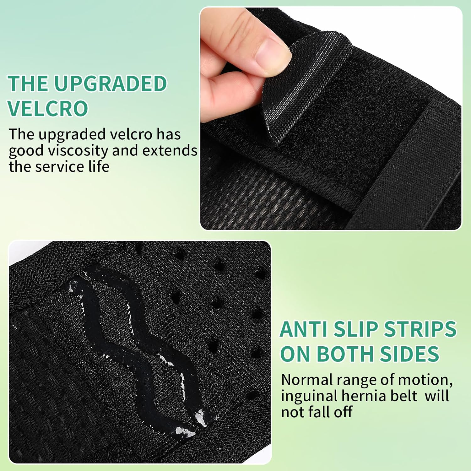 Tenbon Hernia Belt for Men and Women Flexible Adjustable Inguinal Groin Hernia Belt Support Truss Pain Relief Recovery Strap with 2 Removable Compression Pads Comfortable Material (L, Black) image number 2
