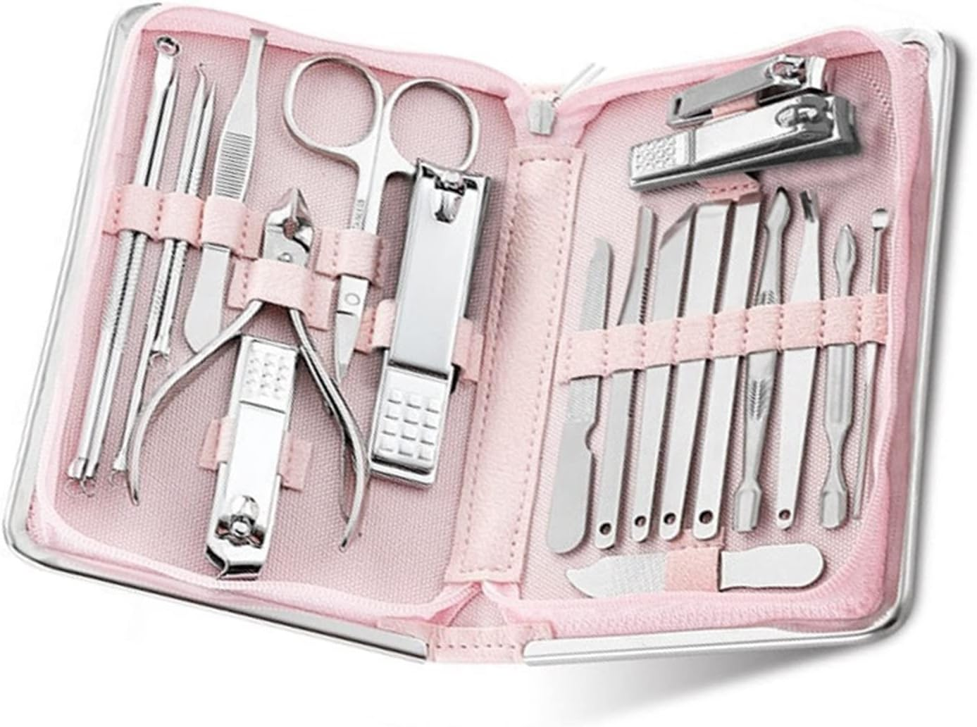 Tool Sets Tool Kit 11-26 Pcs Nail Clippers Manicure Set Stainless Steel Nail Cutter Scissor(Pink-21) image number 5