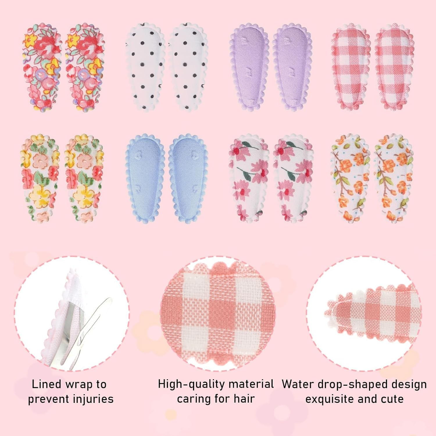 28 PCS Snap Toddler Hair Clips Flower Patterns, Wrapped Mini Barrettes, Cute Hair Accessories for Girls and Infants image number 4