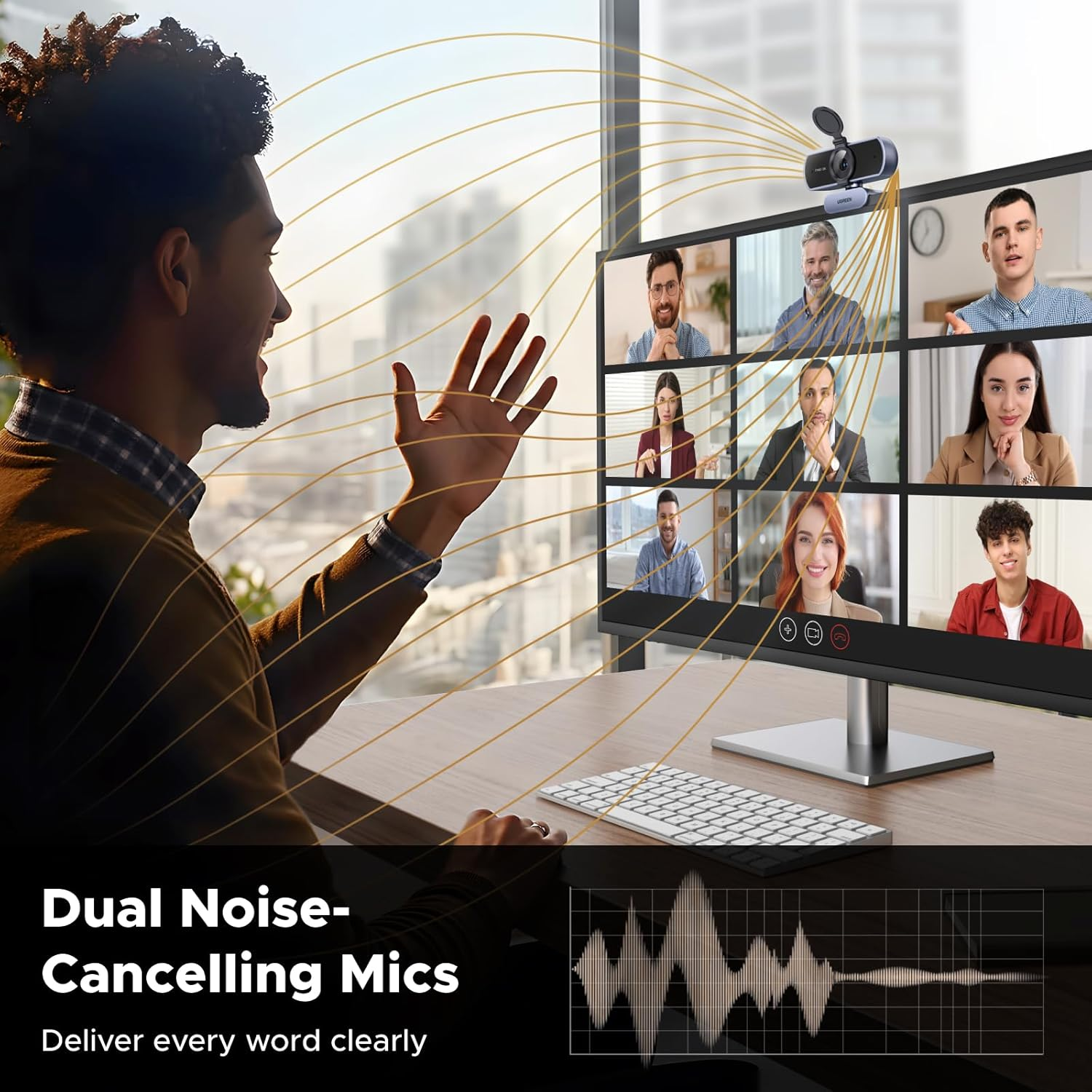 UGREEN 4K Webcam for PC Ultra HD 1080P 60FPS Web Camera with Microphone, Privacy Cover, 70&deg; Fov, PDAF Autofocus, USB a & USB C Adapter, Plug & Play, for Streaming, Conference, Zoom image number 1