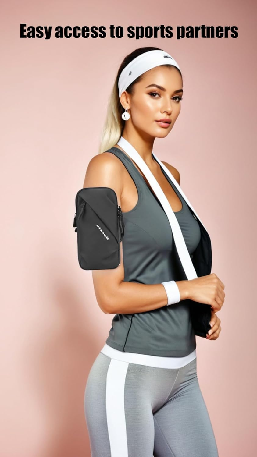 Universal Phone Armband for Running and Workouts, Adjustable Cell Phone Holder for Exercise, Gym, Walking, Black image number 5