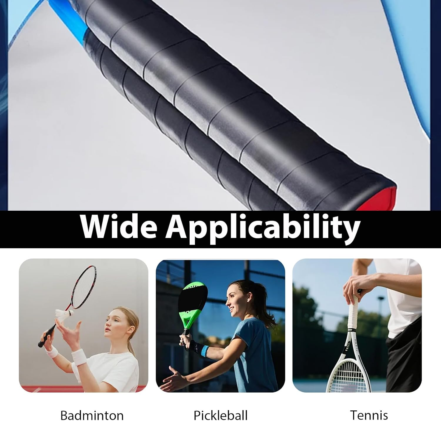 10Pcs Tennis Grip Tape, Badminton Racket Grip, Squash Racket Racquet Grip Tape, Anti-Slip Overgrips, Stability & Comfort on Tennis Racquets Improve Athletic Performance image number 6