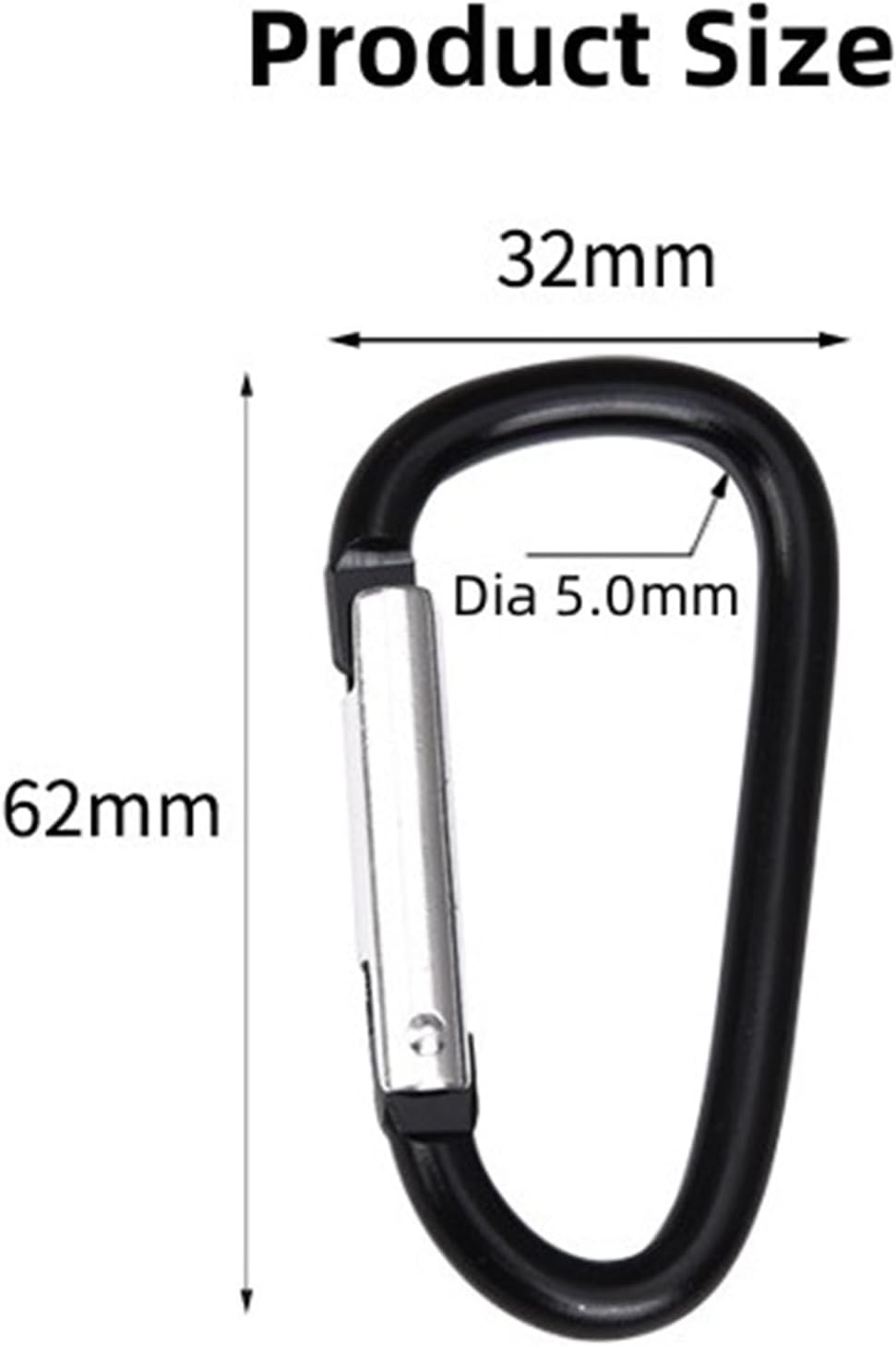 10 PCS 6.2CM Locking Carabiner Clips, Aluminum Carabiner D Ring D-Shaped Spring Snap Hook Key Clip Connect Hooks for Keychain Keyring Belt Loop Water Bottle Backpack Hiking Camping image number 4