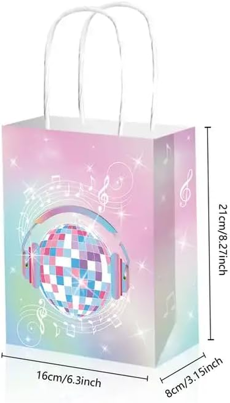 12X Music Concert Singer Party Iridescent Eras Glitter Disco Supplies Birthday Decoration Paper Bag Kids Lolly Bag Favour Box Kraft Treat Box Gift Box Gable Box Gift Bag Themed Party Bag