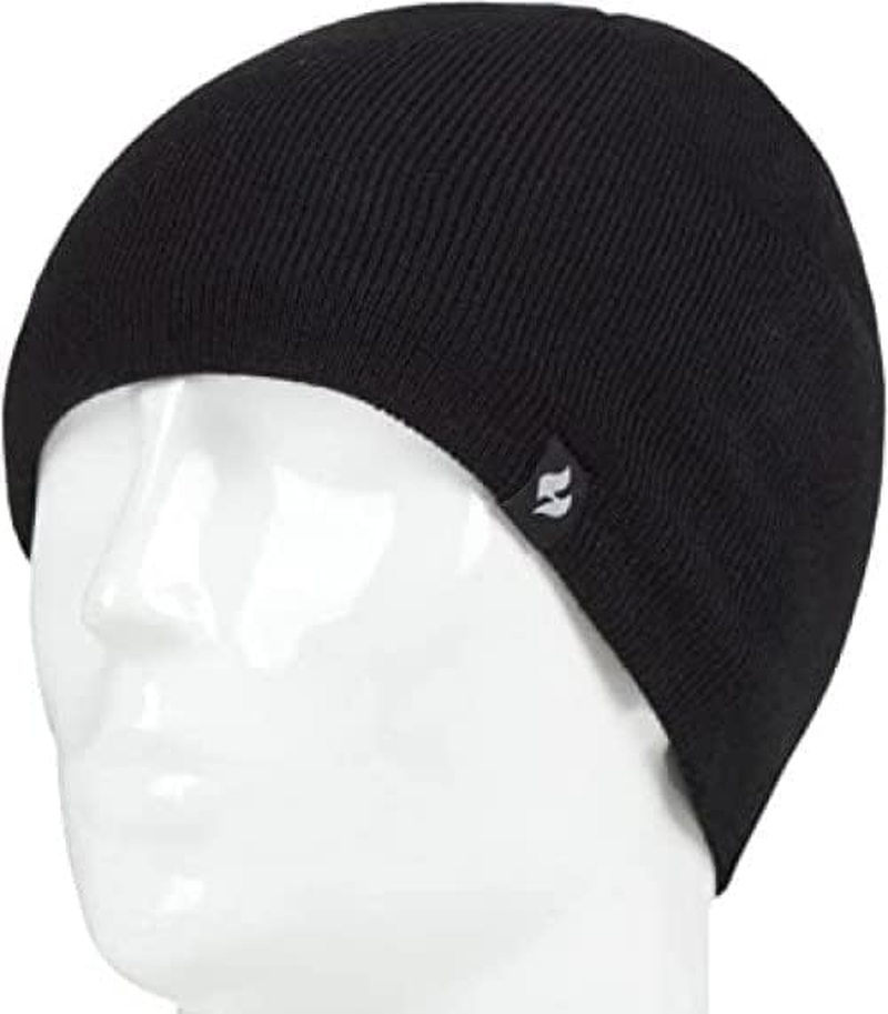 HEAT HOLDERS | Sockshop | Men'S Rowan Flat Knit Thermal Beanie | Warm Winter Hat | One Size | - Black image number 4
