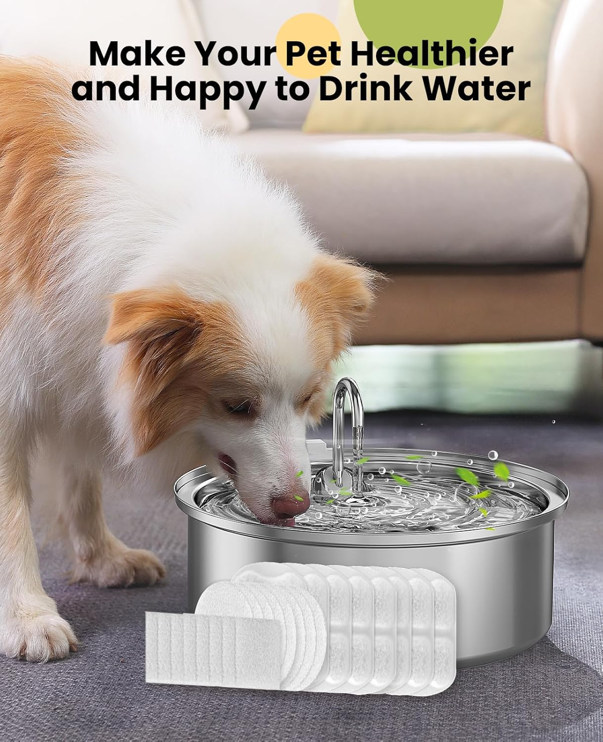 Oneisall Dog Water Fountain for Large Dogs, 7L/230Oz/1.8G Stainless Steel, Super Quiet with Triple Filtration, Great for Large Dogs, Cats and Multi-Pet Home (8 Set Filters for 7L Dog Fountain) image number 1