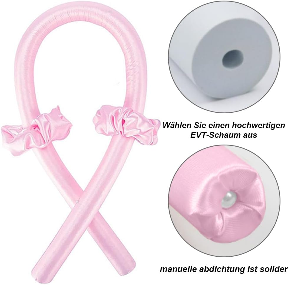 Curls without Heat, 2 Pieces Heatless Curls Band, Non-Slip Heatless Curlers with Hairpin Curlers Overnight for Long Medium Hair 100 X 3 Cm Blue Pink image number 3