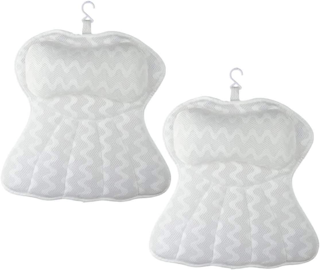 2 Pack Bath Pillow Bathtub Pillow, Luxury Bath Pillows for Tub Neck Head and Back Support, Soft 3D Mesh Fabric Bath Tub Pillow with Non-Slip Suction Cups,Relaxing Spa Accessories