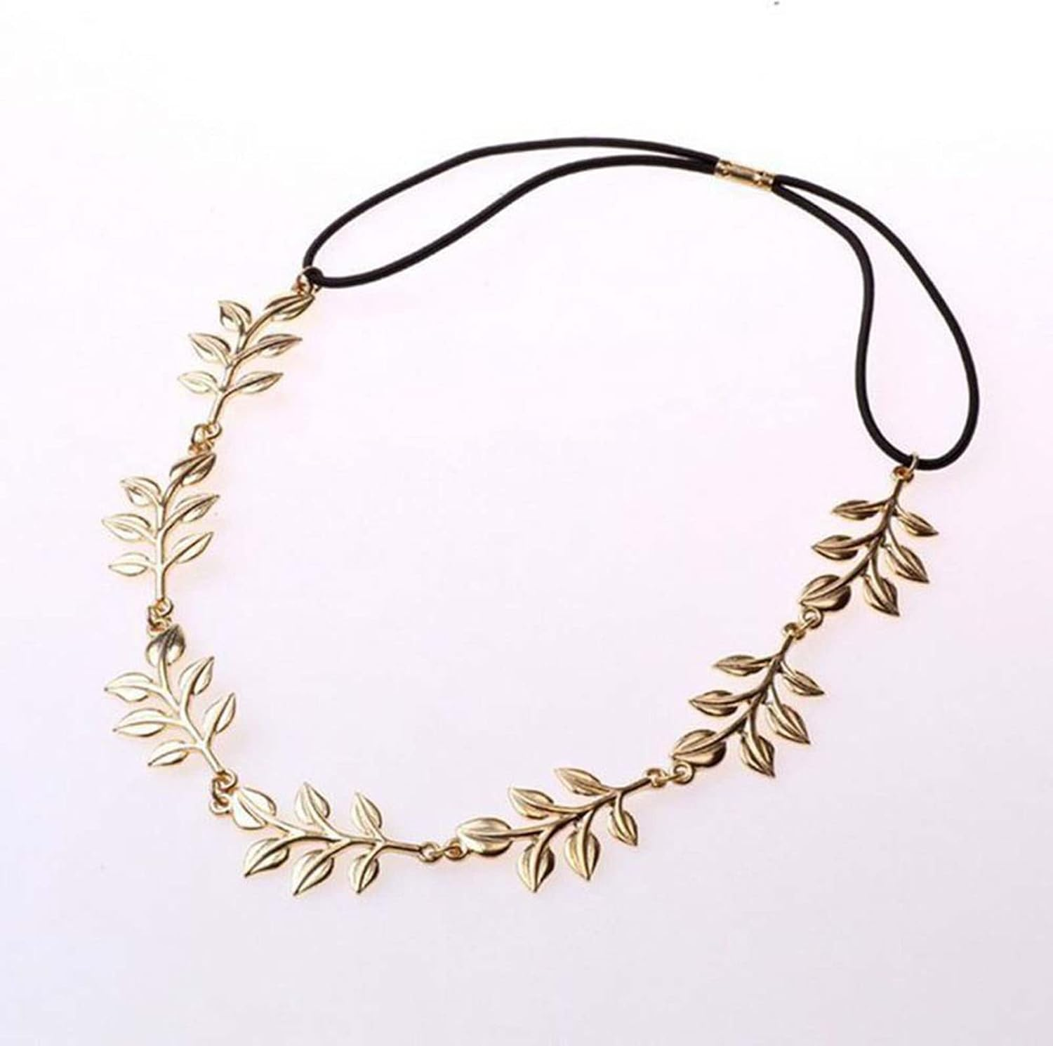 Wendalern Boho Leaf Hair Chain Headband Gold Leaf Hair Band Wedding Head Chain Metal Elastic Gold Headpiece Bridal Hair Chain Headpiece Decorative Hair Accessories for Women and Girls