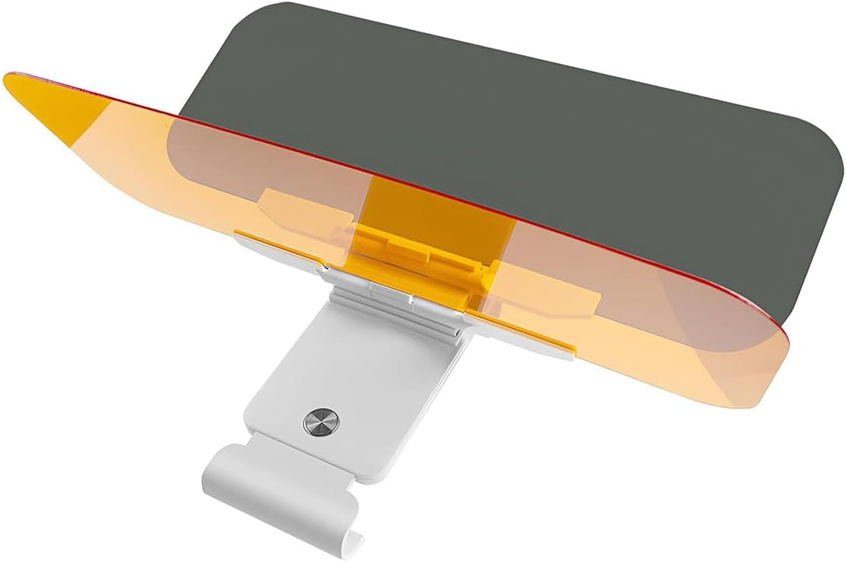 AIMALL Car Sun Visor Anti-Glare Mirror &ndash; Dual-Lens Day and Night Driving Visor with Button Extension &ndash; Anti-High Beam Acrylic Lens, Scratch-Resistant, 5.3X12.6In, Amber + Yellow