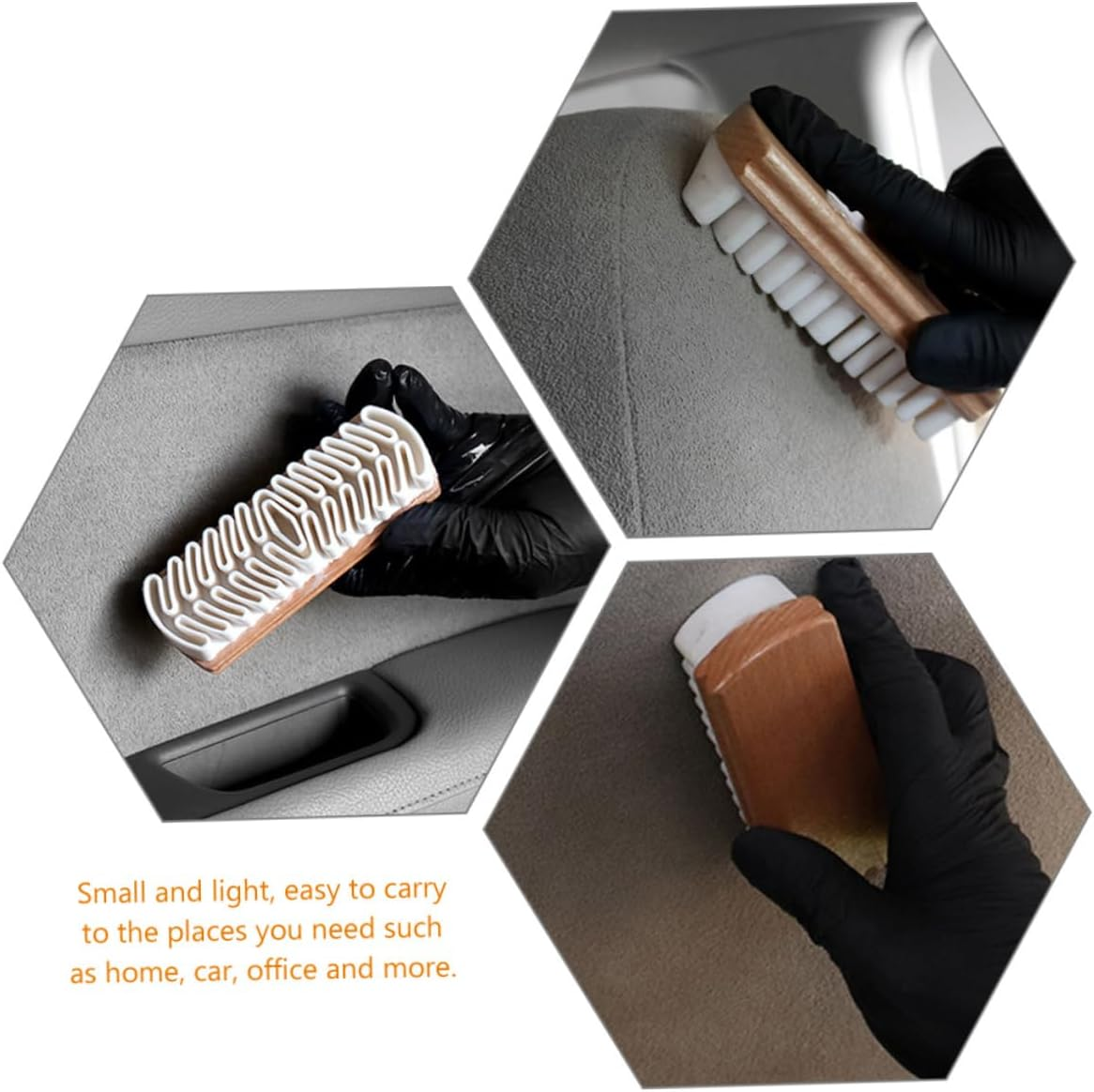 ULDIGI Car Seat Cleaning Brush Suede Leather Interior Small Brush White for Automotive Upholstery Stain Removal and Suede Shoe Care image number 1