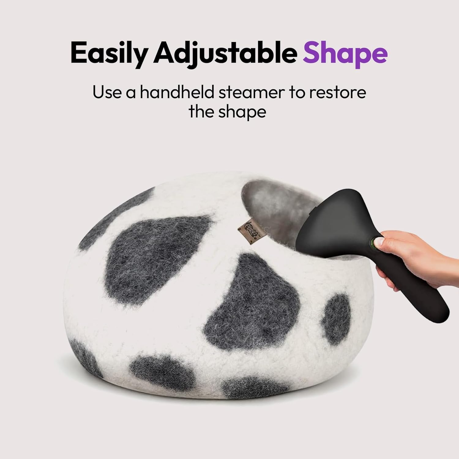 Luxury Cave Bed &ndash; Handmade Merino Wool Felt Hideaway, Vet-Designed Condo, Hypoallergenic Pet House, Cozy Igloo Bed for Kittens, Eco-Friendly Modern Pet Furniture image number 1