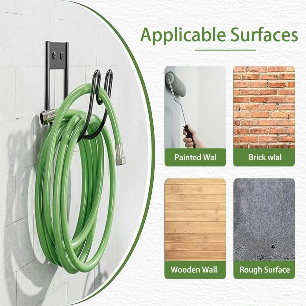 Stainless Steel Garden Hose Holder Wall Mount &ndash; Heavy-Duty Black Outdoor Hose Hanger for Garden, Yard, or Garage image number 3