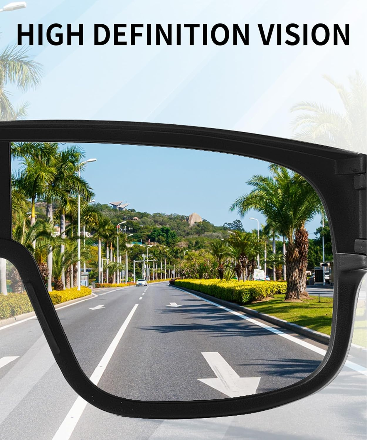 LECAGE Polarized Sunglasses Fit over Glasses Full Wrap-Around Cycling Glasses over Glasses HD UV Protection Sport Sungalsses Fashionable Bike Glasses for Men Women - Black+Blue image number 2