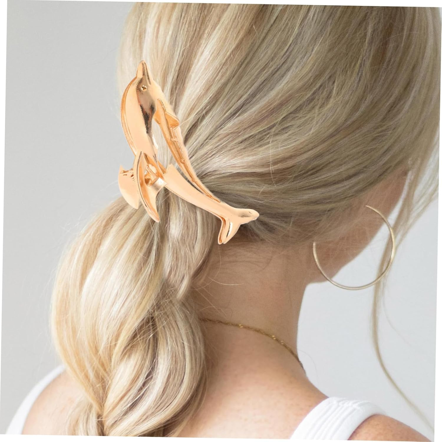 Outanaya 2Pcs Dolphin Hair Clips Stylish Large Hair Clamp for for Parties Weddings and Everyday Use Matte Finish image number 1